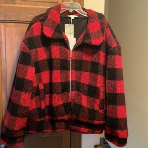 Ladies Buffalo Plaid fleece jacket